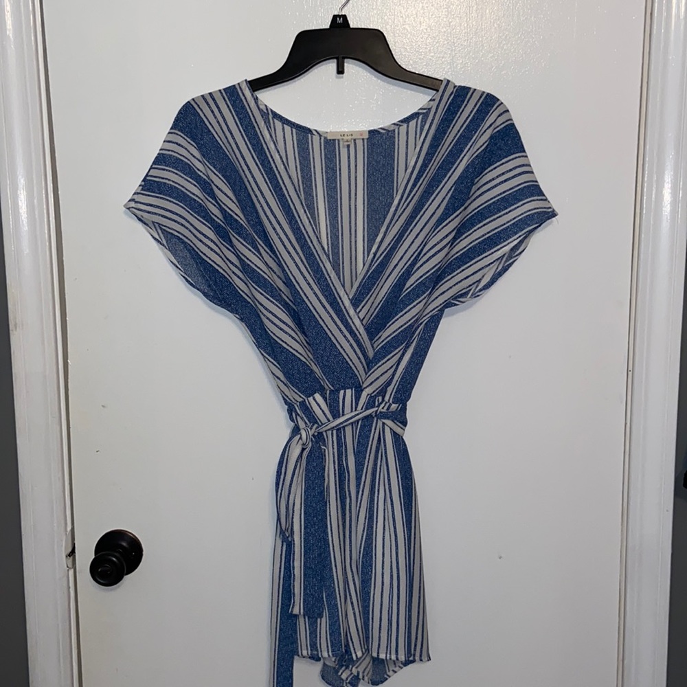 Blue & white Le Lis romper. Size: small